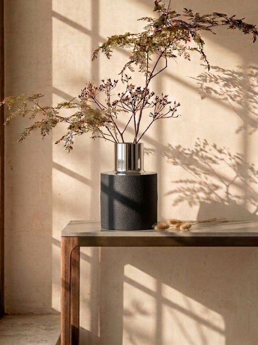 Obsidian Chrome Vase